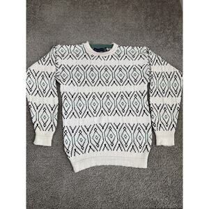 Vintage John Weitz Sweater Mens Medium Hand Framed Geometric Crewneck USA 90s